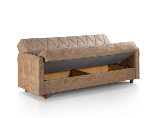 ספה תלת מושבית בצבע חום נפתחת למיטה דגם DEFNE