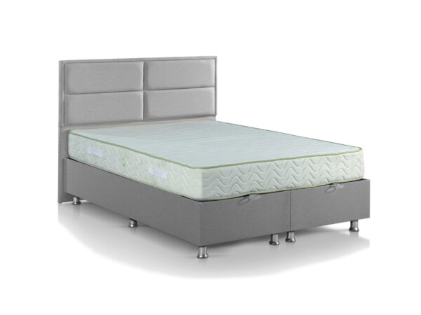 מיטה זוגית אפורה דגם TONY בגודל 160/200 עם ארגז מצעים ומזרון